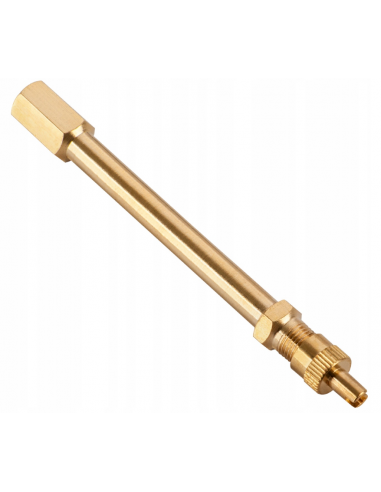 Brass 10cm air valve extension with an integrated air valve key