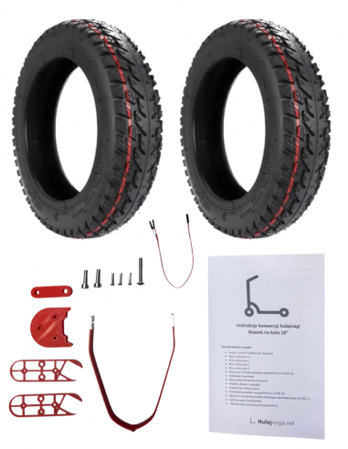 Full 10" conversion kit for Xiaomi Scooters - offroad tyres (red)